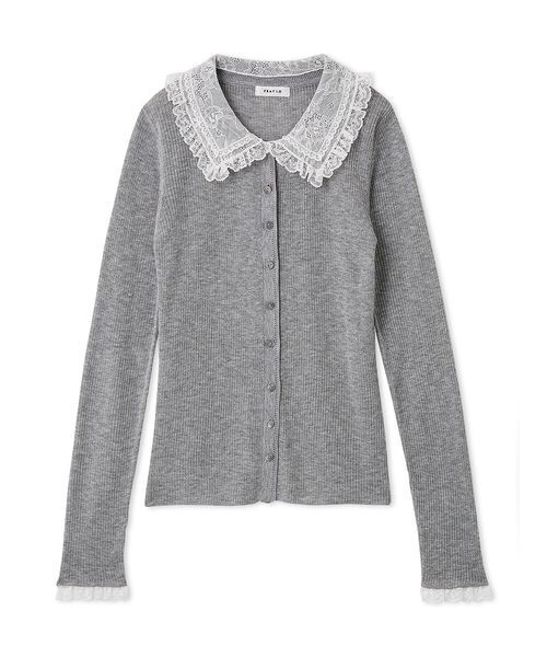 FRAY I.D レースカラーニットカーディガン FRAY I.D（フレイ・アイディー） カーディガン レースカラーニット