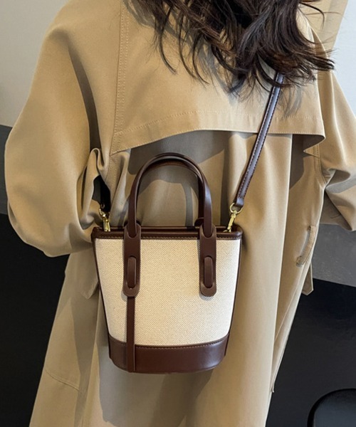 ショルダーバッグ バッグ 編み込み×レザー切替ショルダーバッグ
