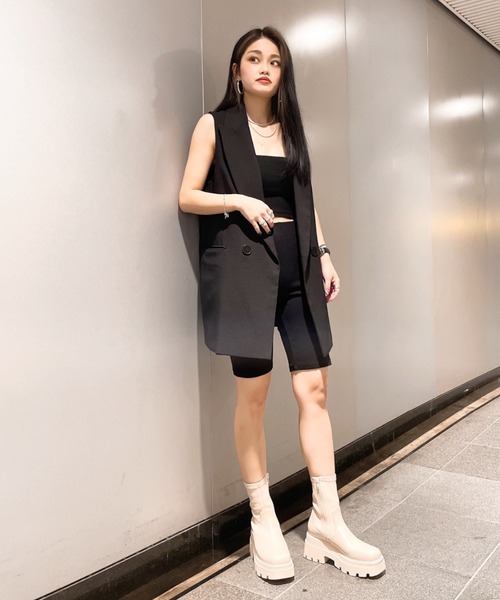 「R&E」 ショートブーツ L ブラック レディース_画像2