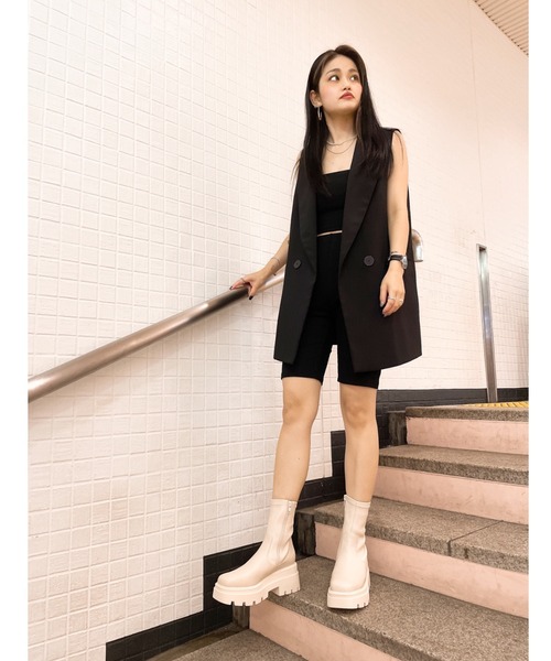 「R&E」 ショートブーツ L ブラック レディース_画像3