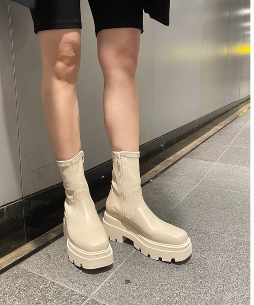 「R&E」 ショートブーツ L ブラック レディース_画像9