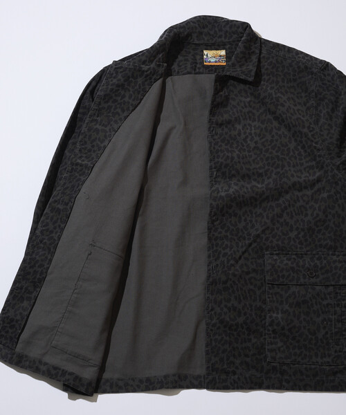 送料込　FREAK'S STORE　総柄プリント リラックスフィット コーデュロイ シャツジャケット FREAK'S STORE/総柄 プリント ライトコーデュロイ シャツジャケット