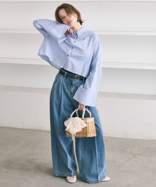 「PERNA」 デニムパンツ LARGE ライトブルー レディース_画像2