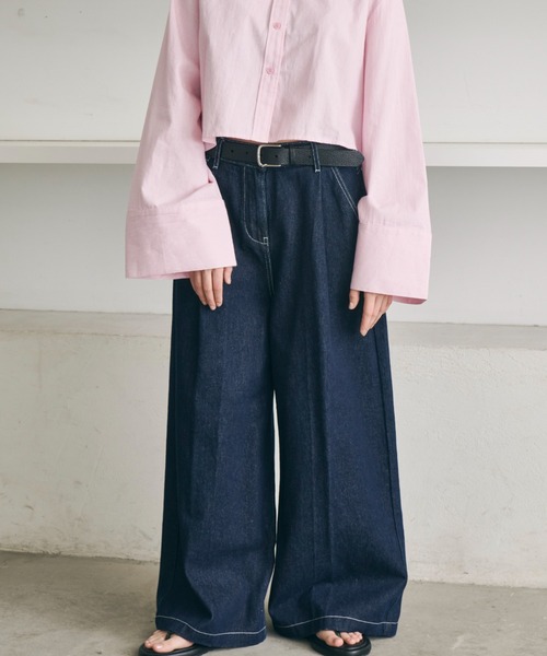 「PERNA」 デニムパンツ LARGE ライトブルー レディース_画像6