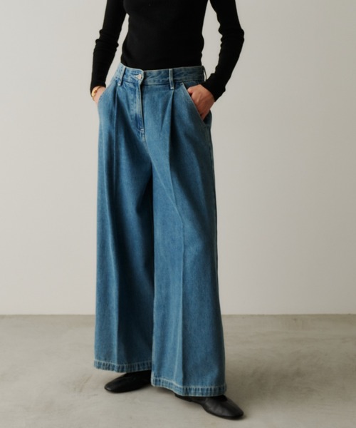 「PERNA」 デニムパンツ LARGE ライトブルー レディース_画像9