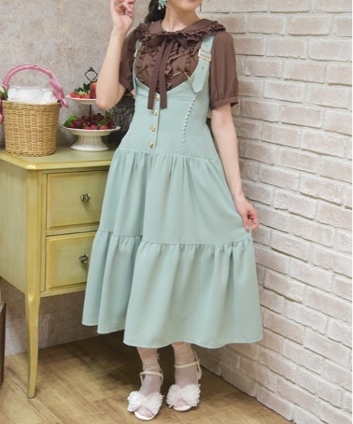 「axes femme POETIQUE」 サロペットスカート MEDIUM ネイビー レディース_画像2