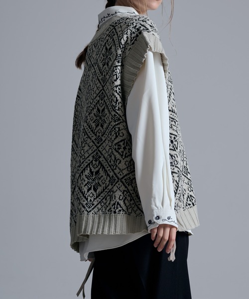 「Loose/ルース」 ノースリーブニット X-SMALL チャコールグレー メンズ_画像6
