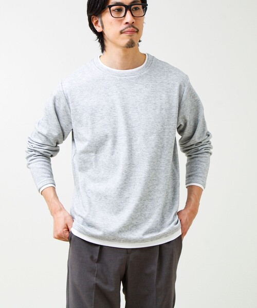 GLOSTER（グロスター） tシャツ メランジ微起毛スムース フェイク