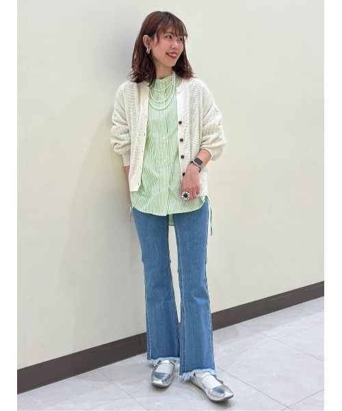 「HONEYSUCKLE ROSE」 ニットカーディガン M オフホワイト レディース_画像2