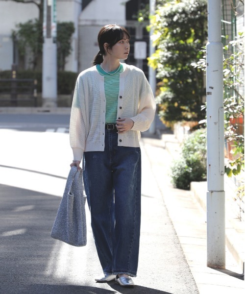 「HONEYSUCKLE ROSE」 ニットカーディガン M オフホワイト レディース_画像6