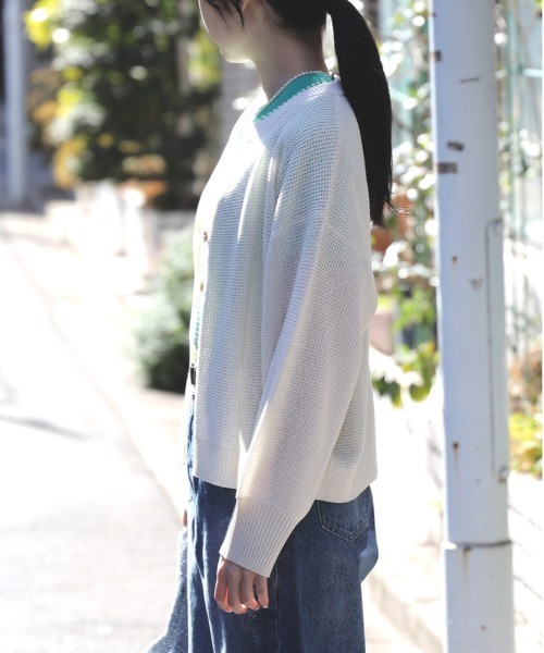 「HONEYSUCKLE ROSE」 ニットカーディガン M オフホワイト レディース_画像7