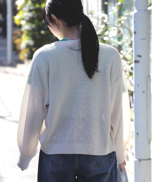 「HONEYSUCKLE ROSE」 ニットカーディガン M オフホワイト レディース_画像8