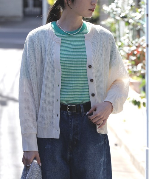 「HONEYSUCKLE ROSE」 ニットカーディガン M オフホワイト レディース_画像9