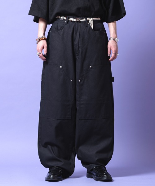 チノパン a.p.o.v. バックフレイム刺繍ダブルニーペインターパンツ メンズ レディース