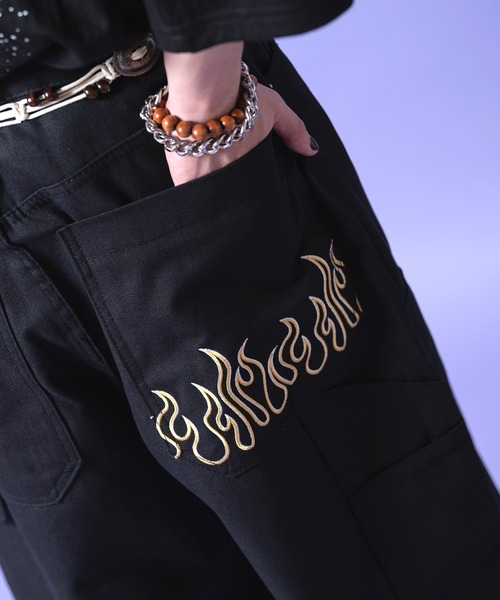 チノパン a.p.o.v. バックアシンメトリーフレイム刺繍コットンスーパー