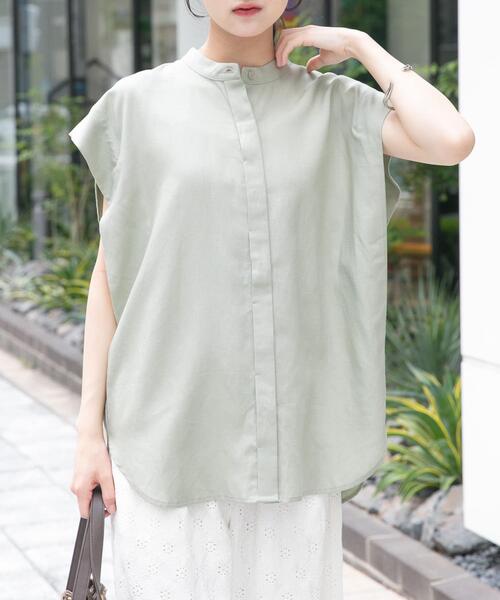 かぐれ　アーバンリサーチ　リネンクルーネックフレンチスリーブ　ナチュラル　麻 ITEMS URBANRESEARCH（アイテムズ アーバンリサーチ） リネンシャツ