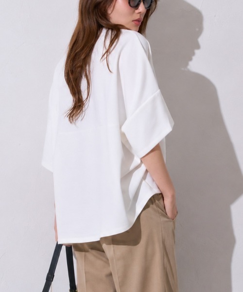 tシャツ 「初秋にも使える新色登場」5分袖オーバーサイズTシャツ レディース | TRIANGLE PALETTE | 01