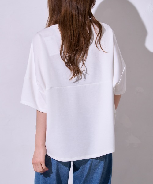 tシャツ 「初秋にも使える新色登場」5分袖オーバーサイズTシャツ レディース | TRIANGLE PALETTE | 23