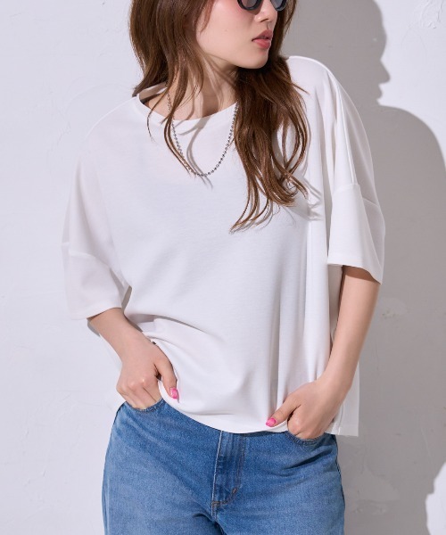 tシャツ 「初秋にも使える新色登場」5分袖オーバーサイズTシャツ レディース | TRIANGLE PALETTE | 19