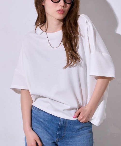 tシャツ 「初秋にも使える新色登場」5分袖オーバーサイズTシャツ レディース | TRIANGLE PALETTE | 20