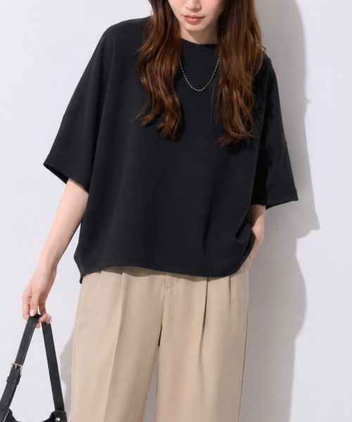 tシャツ 「初秋にも使える新色登場」5分袖オーバーサイズTシャツ レディース | TRIANGLE PALETTE | 06