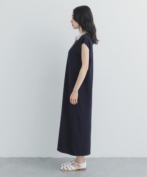 【アーバンリサーチドアーズ】麻100% フレンチスリーブ ボートネックワンピース URBAN RESEARCH DOORS（アーバンリサーチドアーズ） ワンピース 半袖