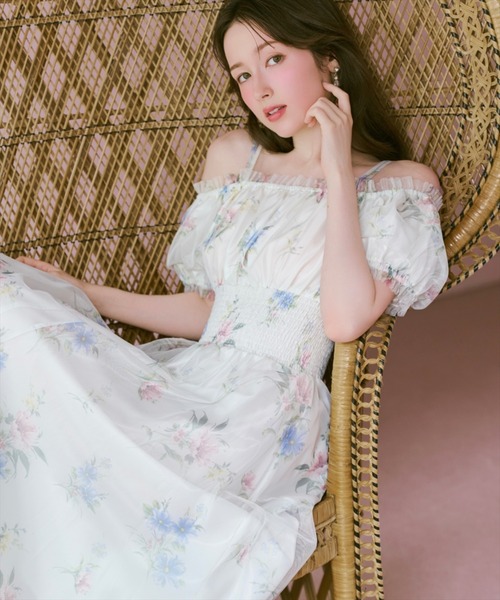 【美品】ハウスオブロータス　クリムト 水彩フラワー　ワンピース　 半袖　インナー WILLSELECTION（ウィルセレクション） ワンピース 半袖 フラワー