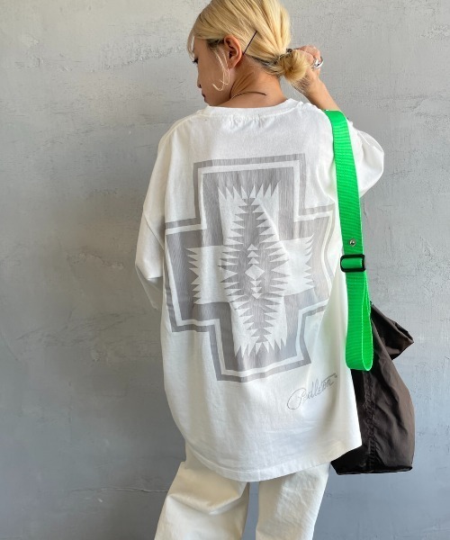 「PENDLETON」 半袖Tシャツ X-LARGE ピンク レディース_画像9