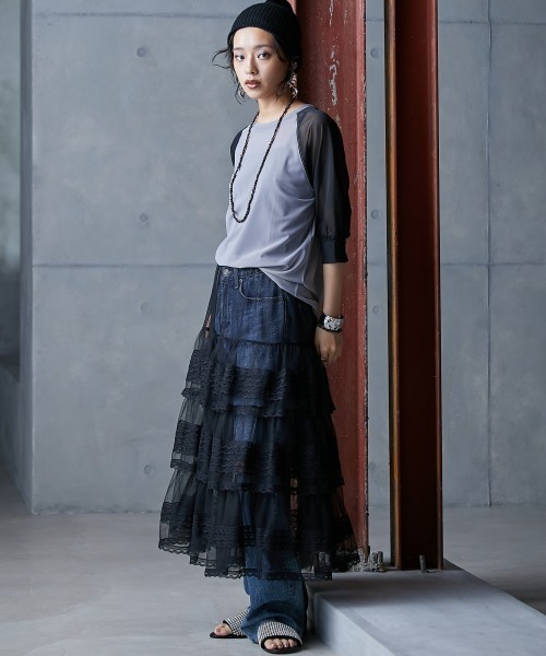「GEVS.」 半袖Tシャツ 3L グレー レディース_画像2