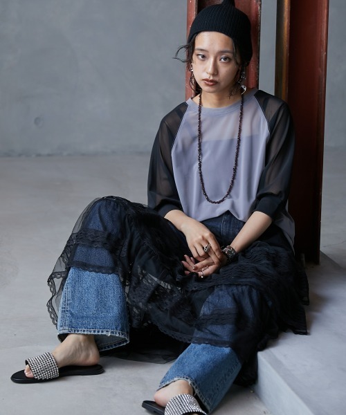 「GEVS.」 半袖Tシャツ 3L グレー レディース_画像3