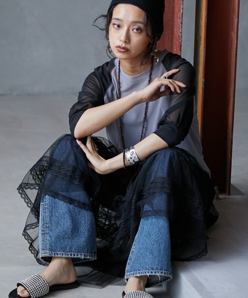 「GEVS.」 半袖Tシャツ 3L グレー レディース_画像4