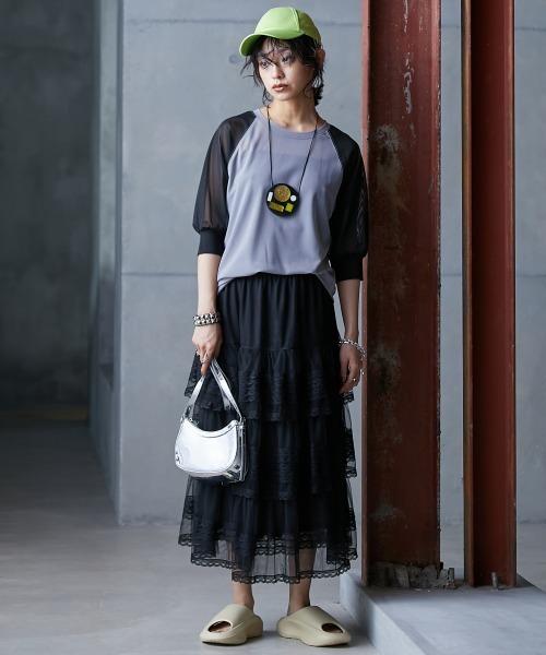 「GEVS.」 半袖Tシャツ 3L グレー レディース_画像6