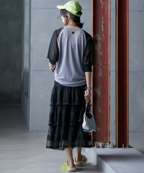 「GEVS.」 半袖Tシャツ 3L グレー レディース_画像8