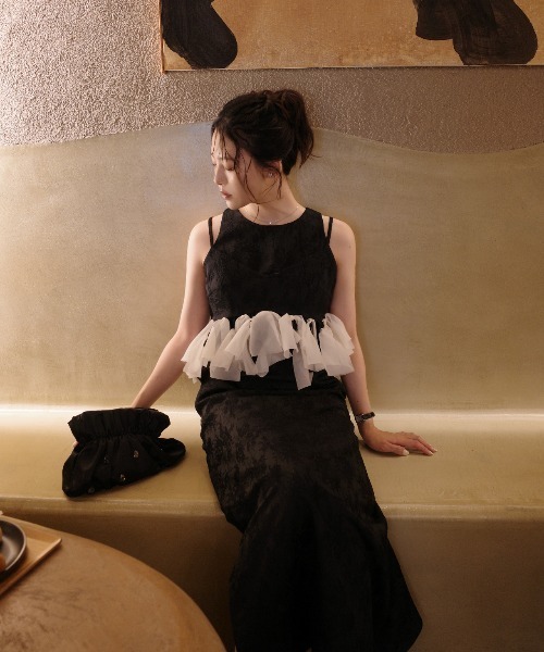 LE'RURE ドレス Knot frill bustier jacquard dress : ZOZOTOWN Yahoo