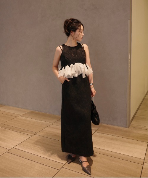 LE'RURE ドレス Knot frill bustier jacquard dress : ZOZOTOWN Yahoo
