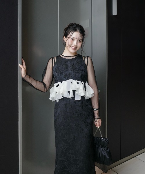 LE'RURE ドレス Knot frill bustier jacquard dress : ZOZOTOWN Yahoo