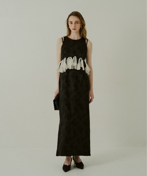 LE'RURE ドレス Knot frill bustier jacquard dress : ZOZOTOWN Yahoo