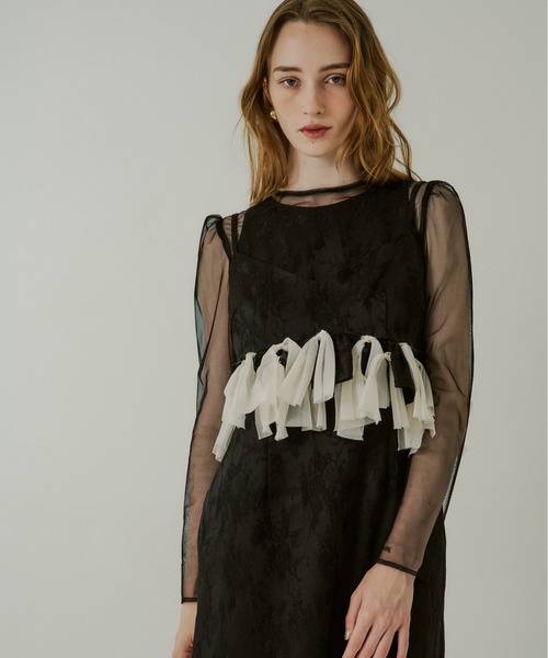 LE'RURE ドレス Knot frill bustier jacquard dress : ZOZOTOWN Yahoo