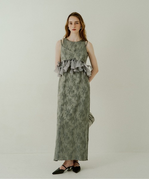 LE'RURE ドレス Knot frill bustier jacquard dress : ZOZOTOWN Yahoo