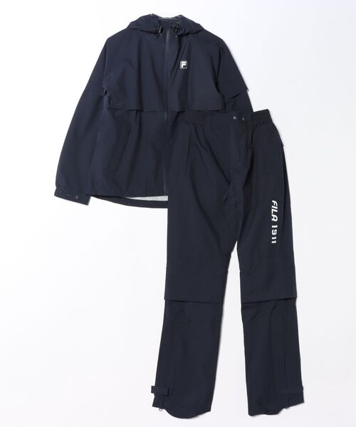 【美品】FILA GOLF 撥水加工 フード付きレインコート Mサイズ FILA GOLF カッパ レインコート フィラゴルフ ゴルフウェア 収納袋付き