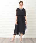 ドレス 花柄袖レースフィッシュテールフォーマル...の詳細画像1