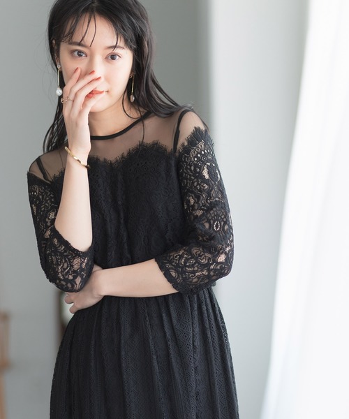 シニアファッション ワンピース チュールパネルレースドレス 在庫限り Mercurytechnologies Mn Com