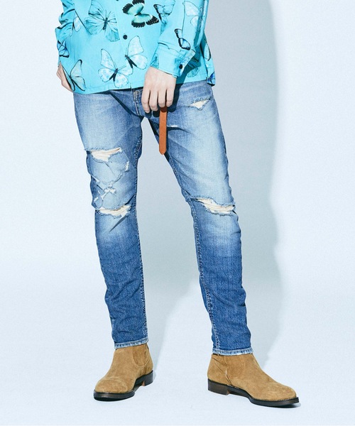 MSML ジーンズ SARROUEL SKINNY DESTROY DENIM PANTS メンズ