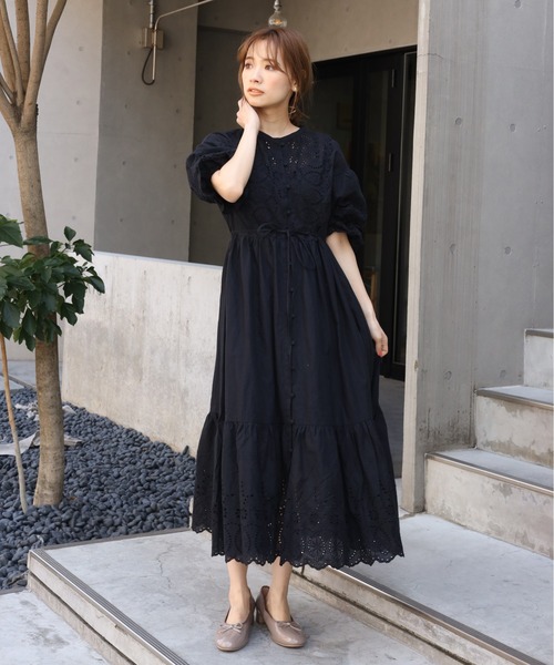 one after another NICE CLAUP ワンピース コットンレースワンピース