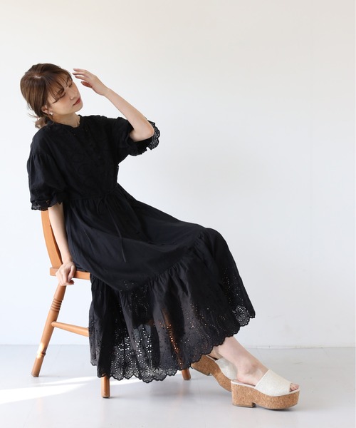 one after another NICE CLAUP ワンピース コットンレースワンピース