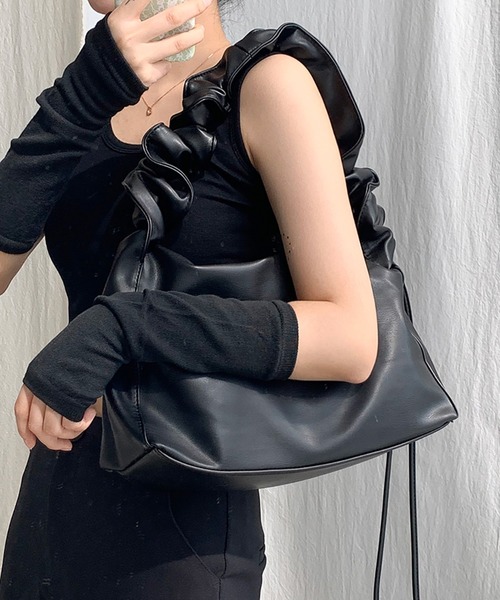 韓国 トートバッグ ナイロン プリーツ シャーリングバッグ 2way styling/｜【S/S】<ウォッシャブル・撥水>ナイロンシャーリング