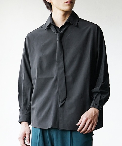 MinoriTY シャツ ストレッチネクタイ付ボウタイシャツ 秋服 メンズ