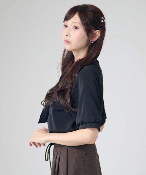 Lace Ladies（レースレディース） ブラウス シャツ 半袖 ボウタイ付き