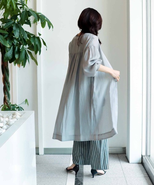 Jines ブラウス シャツ テンセルシアーロングブラウス