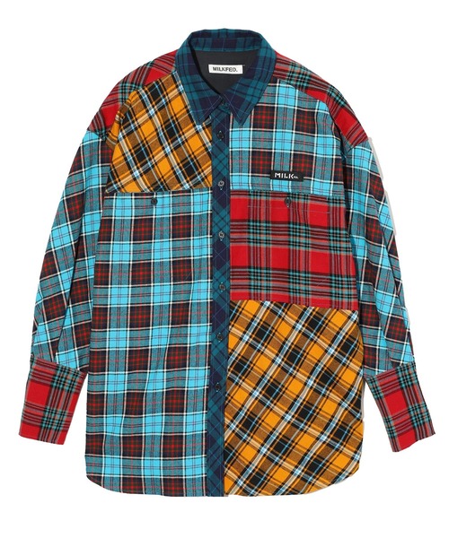 ブラウス シャツ PLAID PATCHWORK SHIRT レディース